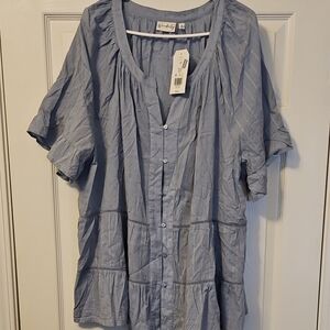 Light Blue Button-Up Blouse